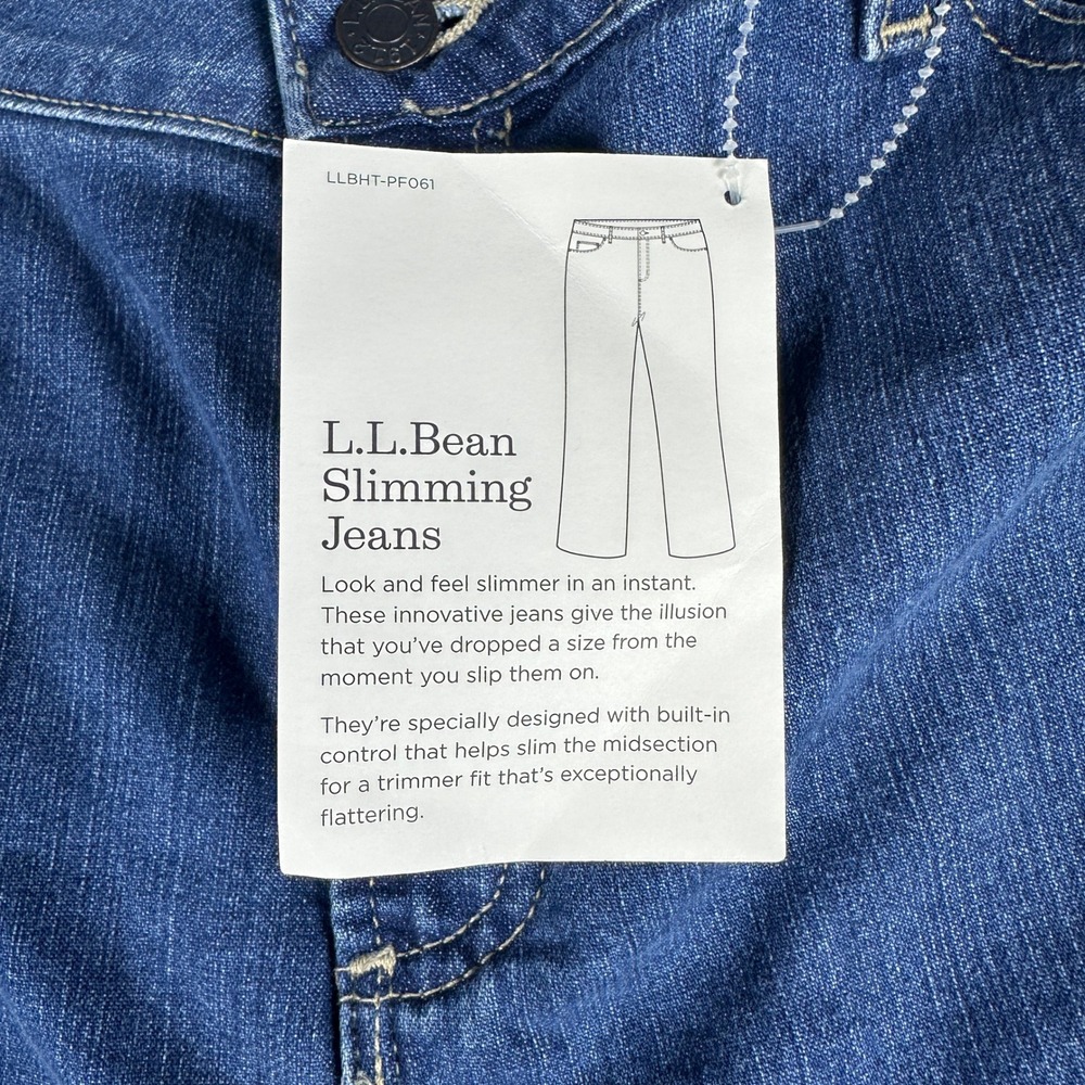 LL Bean Slimming Jeans Womens 18W Reg Indigo Blue Denim Stretch NWT - Picture 4 of 8